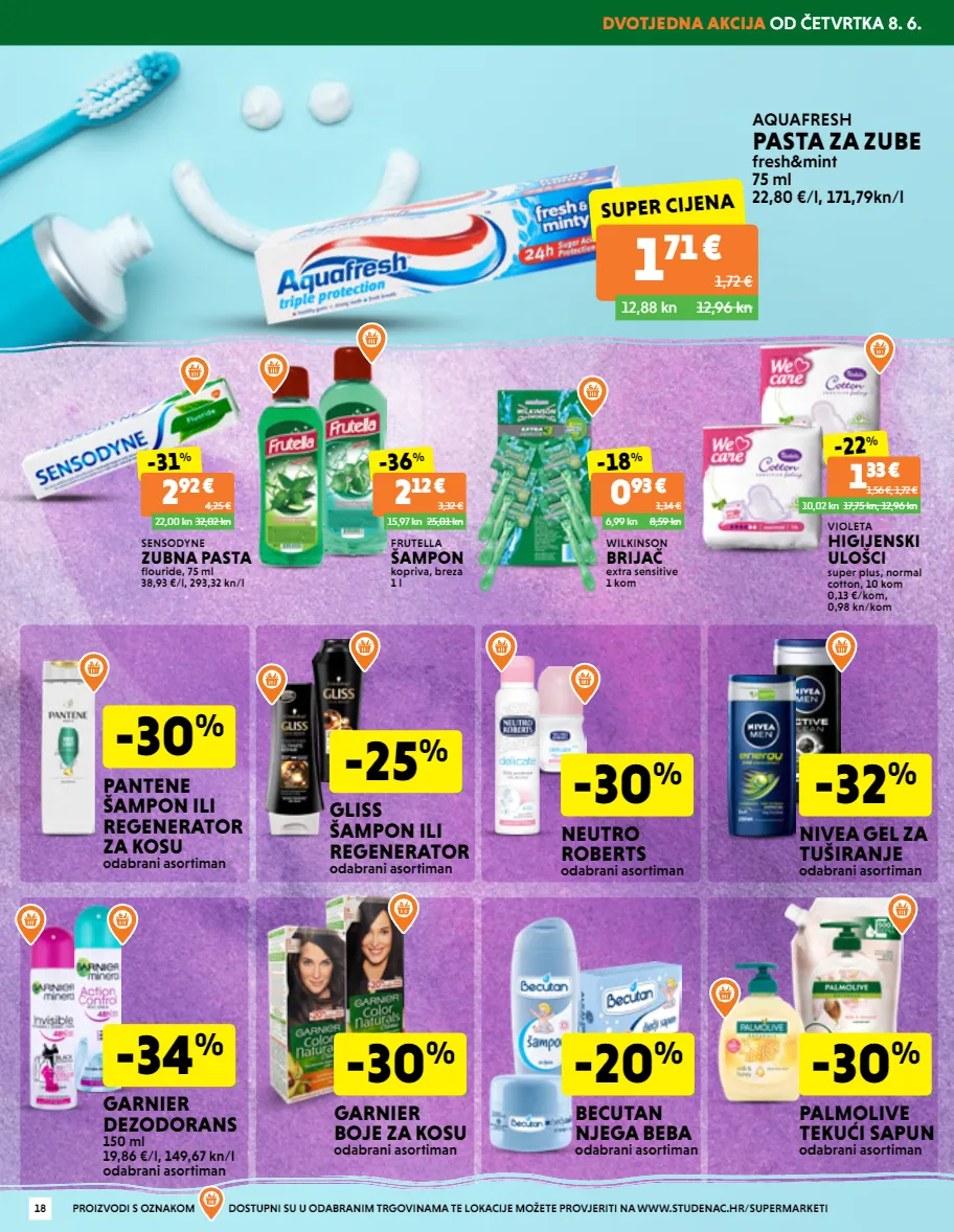 dezodorans,gel za tuširanje,higijenski ulošci,pasta za zube,sapun,zubna pasta