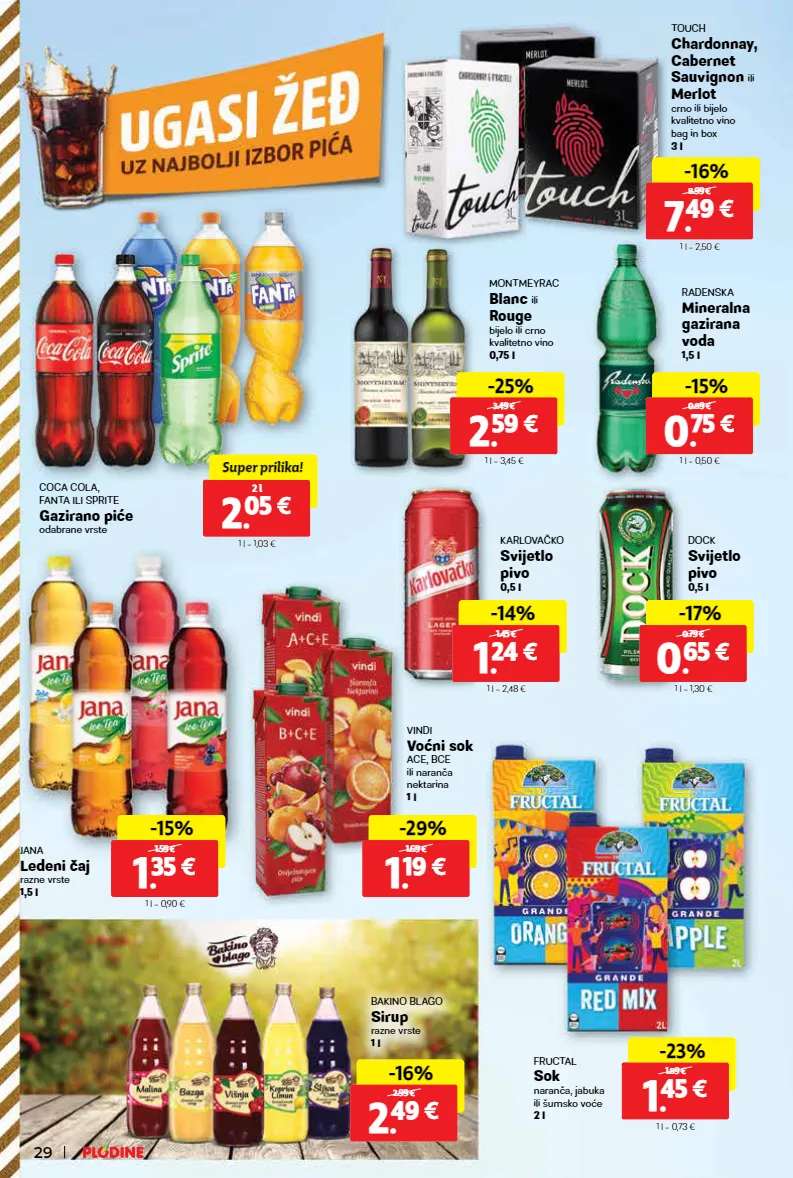 coca cola,jabuka,naranča,nektarina,pivo,vino,voćni sok