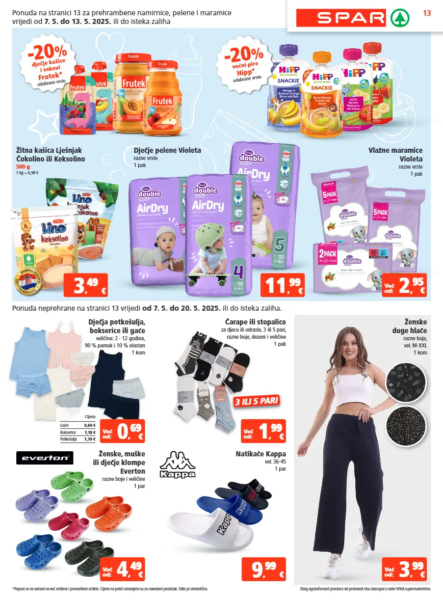 bokserice,gaće,hlače,klompe,lješnjak,maramice,natikače,pelene,potkošulja,stopalice,vlažne maramice
