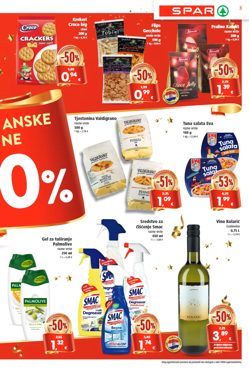 flips,gel za tuširanje,graševina,praline,tjestenina,tuna,vino