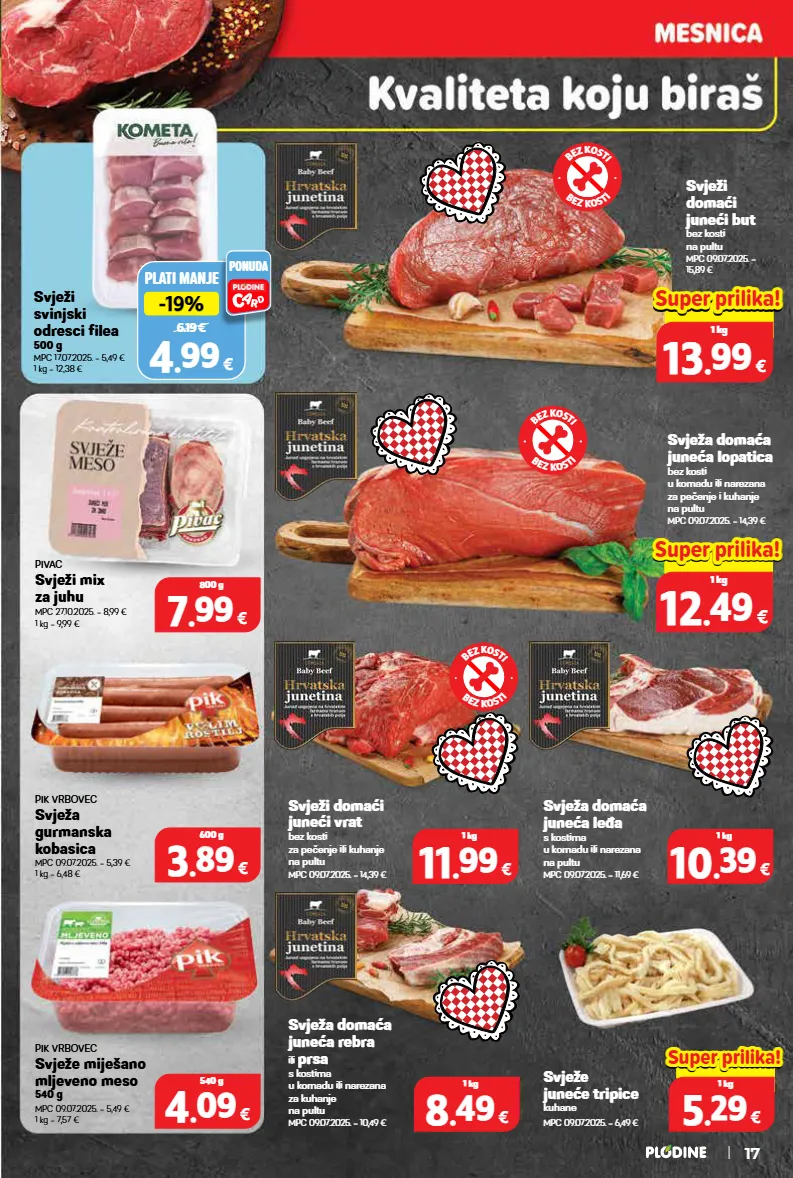 juneća lopatica,juneći but,juneći vrat,kobasica,mljeveno meso