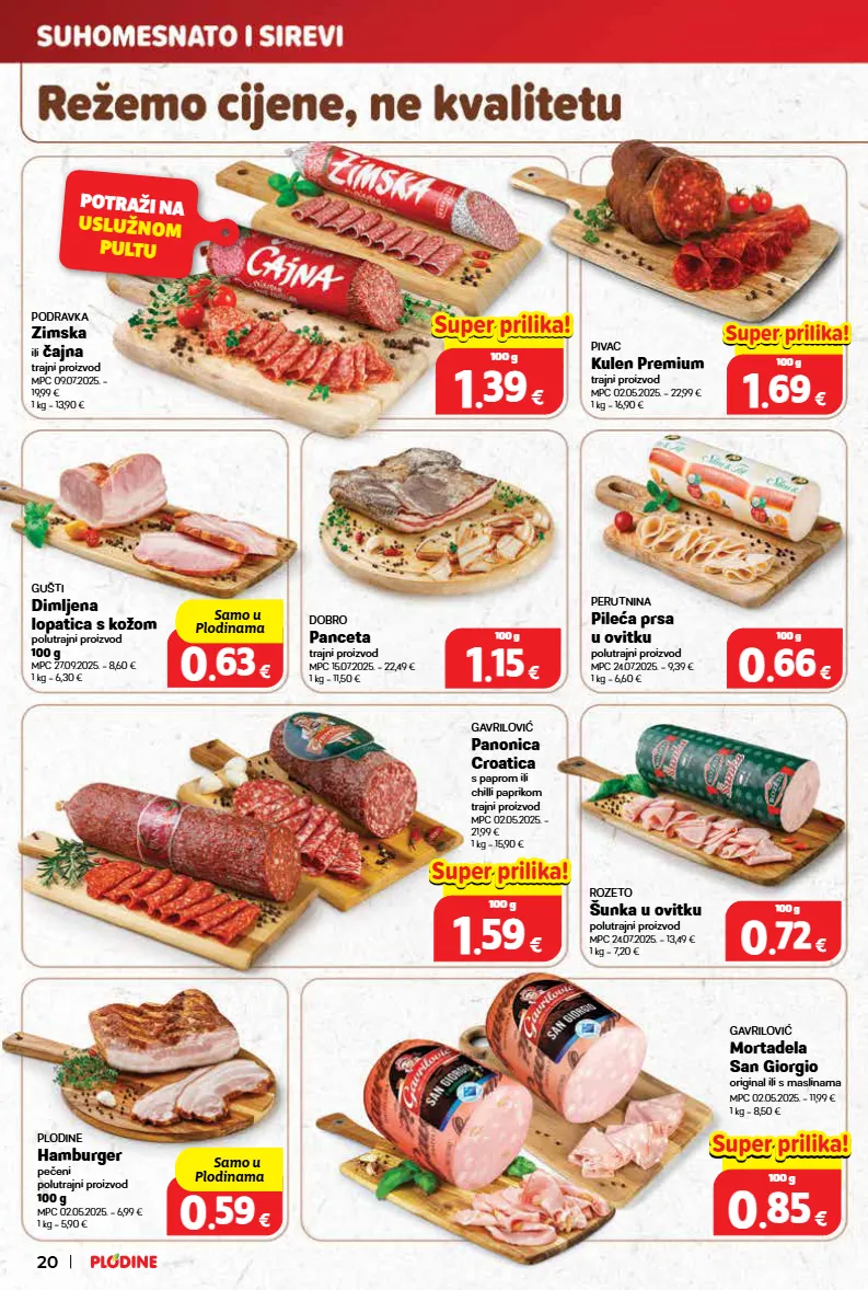 kulen,mortadela,panceta,pileća prsa