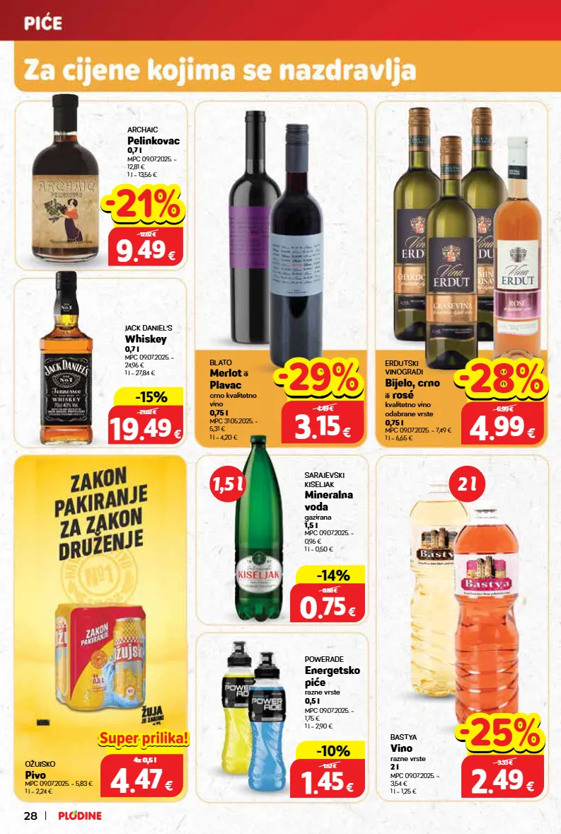 mineralna voda,pelinkovac,pivo,vino