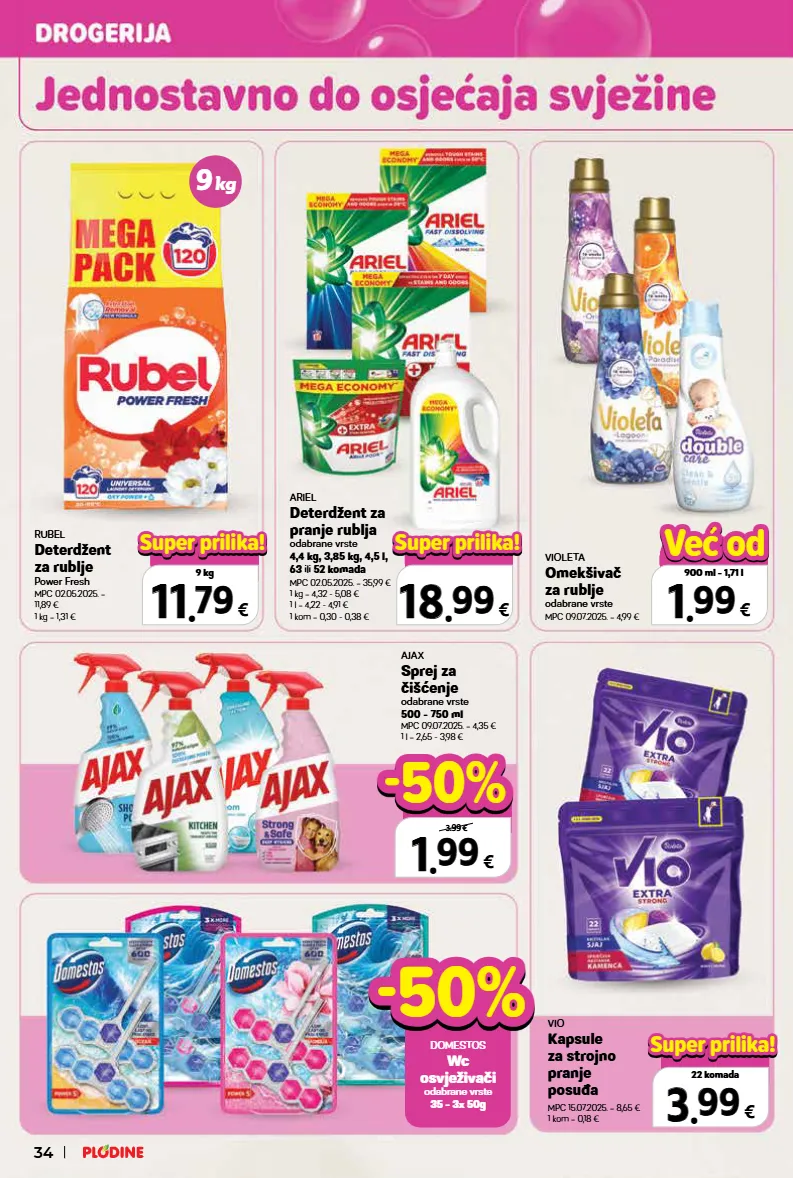 deterdžent,domestos,omekšivač za rublje,wc osvježivač