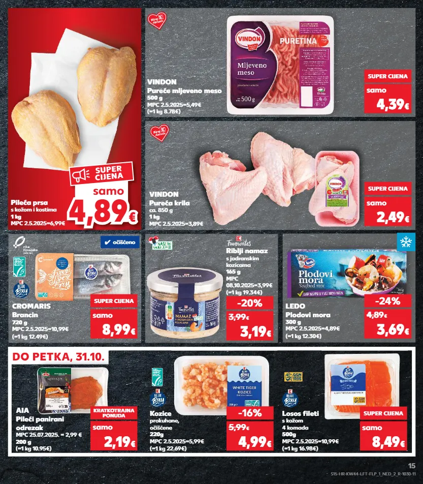brancin,kozice,losos,mljeveno meso,pileća prsa
