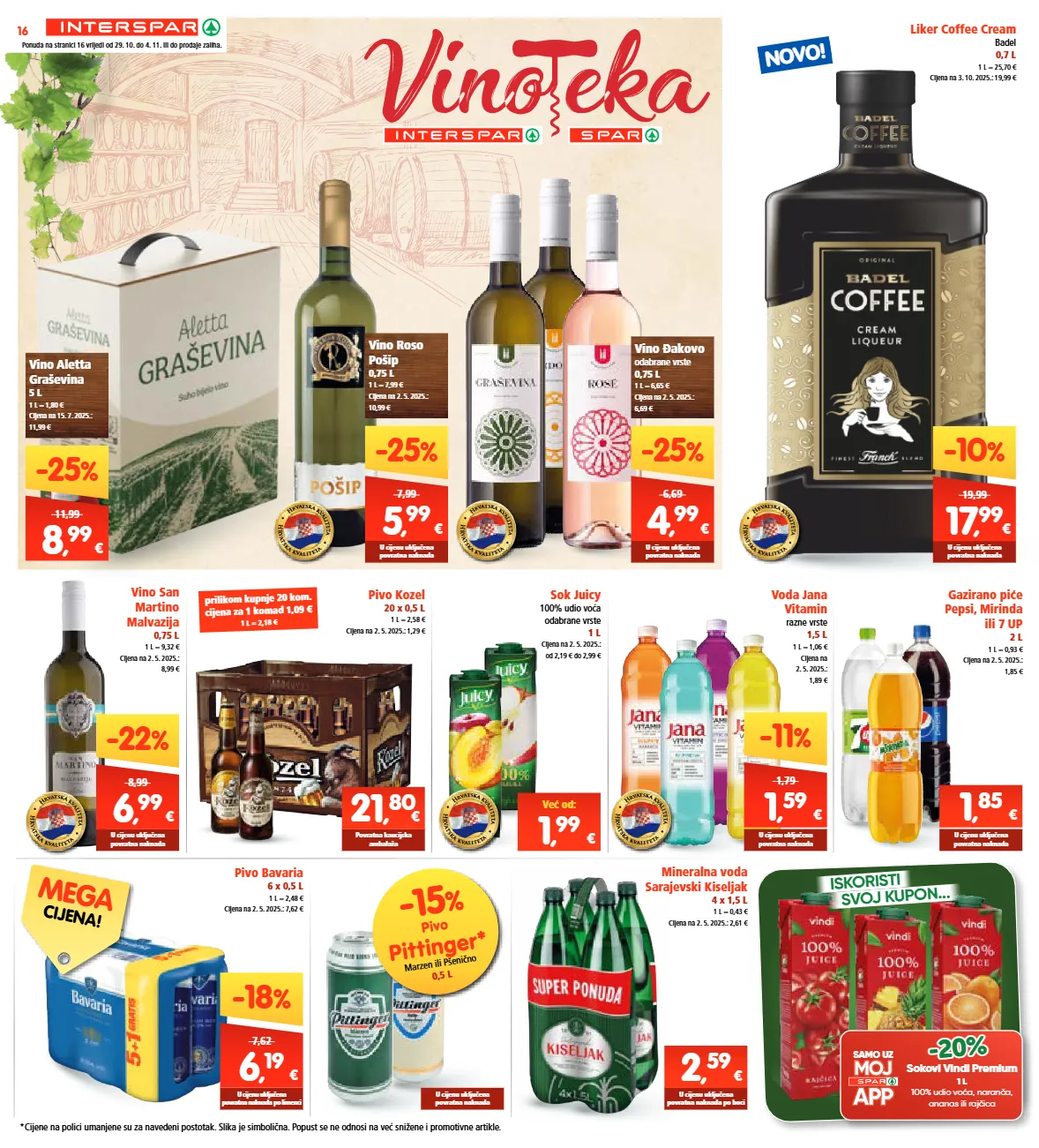 ananas,graševina,liker,mineralna voda,naranča,pivo,rajčica,vino