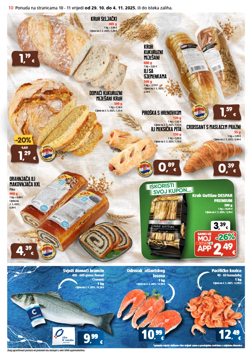 brancin,croissant,kozice,kruh