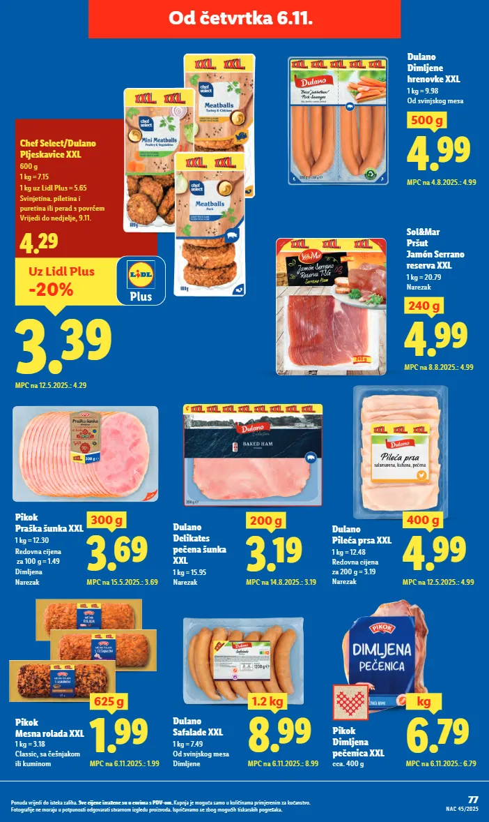 hrenovke,pečenica,pileća prsa,pršut,sol