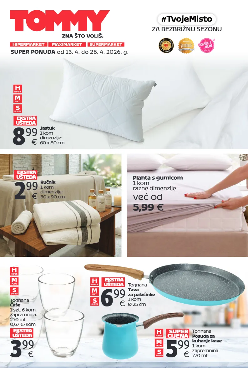 jastuk,plahta,ručnik,tava