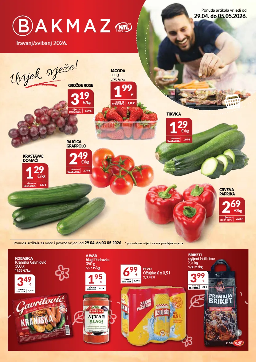 ajvar,grožđe,kobasica,krastavac,paprika,pivo,rajčica,tikvica