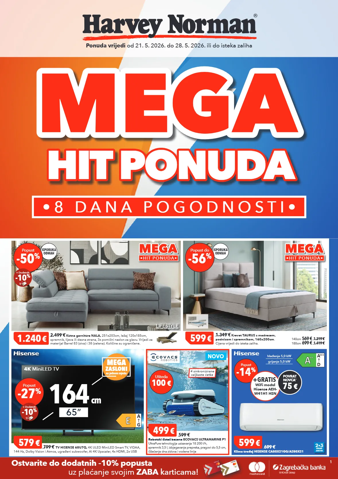 klima uređaj,kutna garnitura,krevet,tv,klima