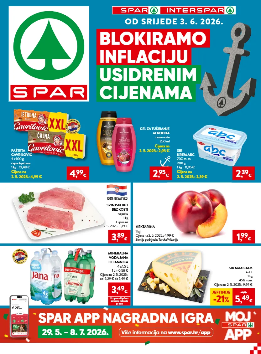 svinjski but,nektarina,mineralna voda,sir,gel za tuširanje,pašteta