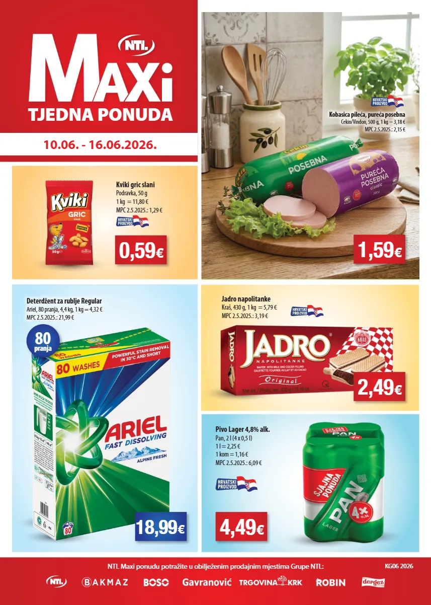 napolitanke,deterdžent,pivo,kobasica