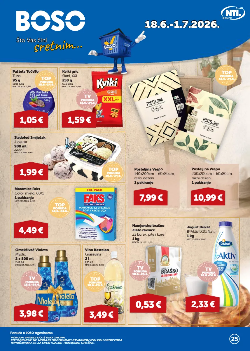 graševina,brašno,posteljina,tuna,sladoled,vino,jogurt,maramice,tv,burek,pašteta