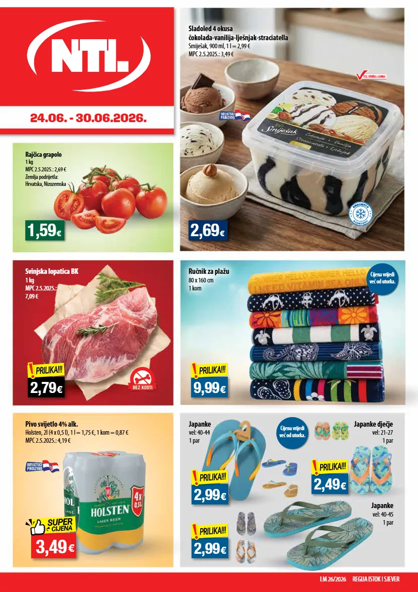 japanke,ručnik,rajčica,sladoled,lješnjak,svinjska lopatica,pivo