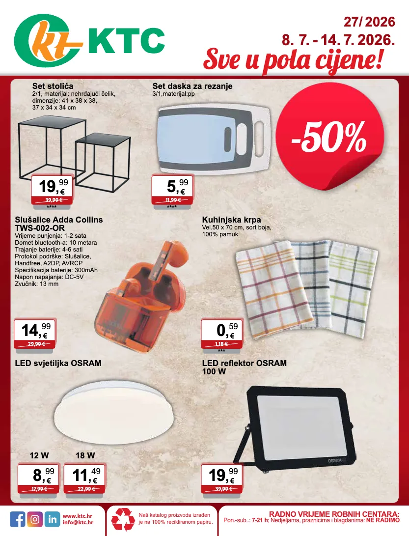 stolić,zvučnik,krpa,led reflektor,svjetiljka,baterije,daska za rezanje,slušalice