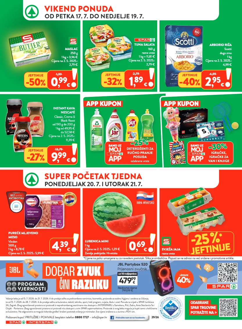 maslac,instant kava,zvučnik,tuna,mljeveno meso,kava,lubenica,riža,cvijeće