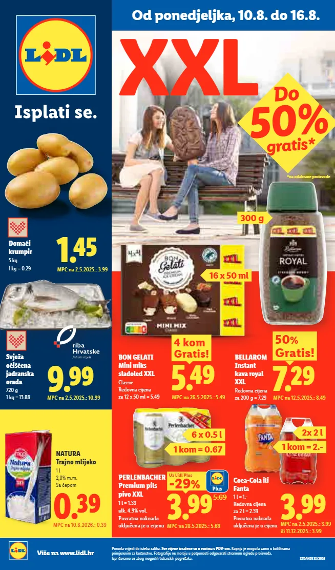 kava,krumpir,mlijeko,orada,pivo,sladoled,trajno mlijeko