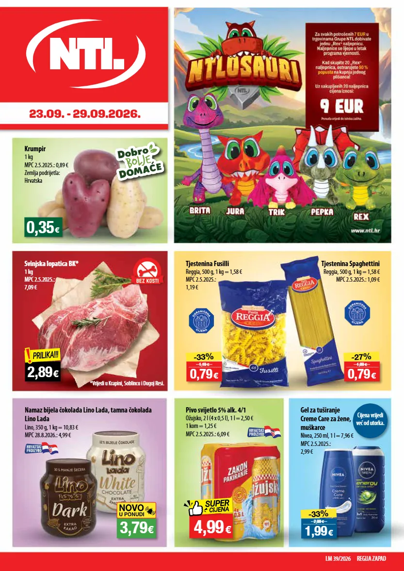 gel za tuširanje,krumpir,pivo,svinjska lopatica,tjestenina